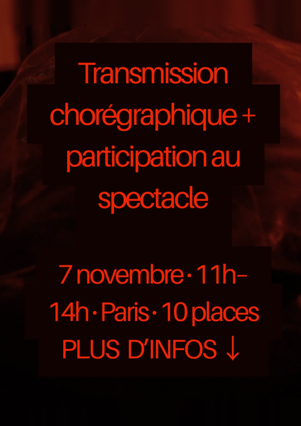 Transmission chorégraphique et participation au spectacle — 7 novembre, Paris, 10 places